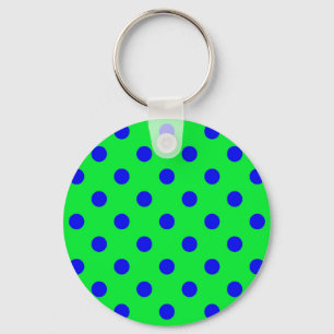 Porte-clés Motif de pois bleus sur fond vert 