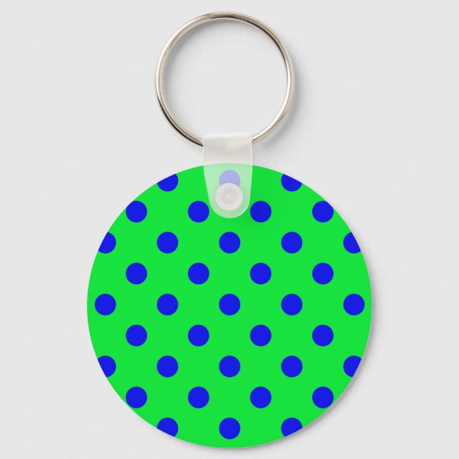 Porte-clés Motif de pois bleus sur fond vert  (Recto)