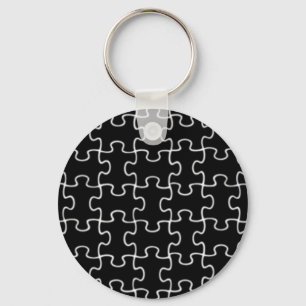 Porte-clés motif de puzzle noir