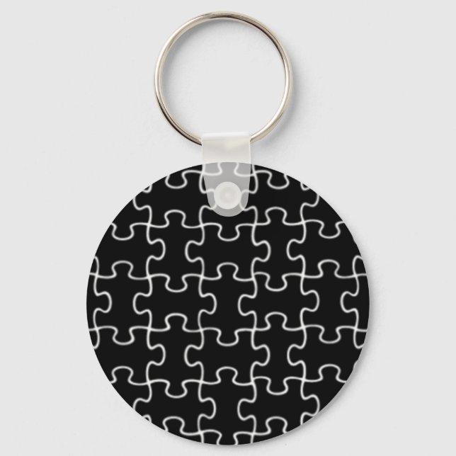 Porte-clés motif de puzzle noir (Recto)