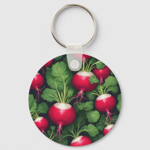 Porte-clés Motif de radis légume frais