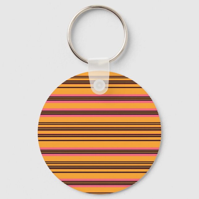 Porte-clés Motif de rayure horizontale rose orange gras (Recto)