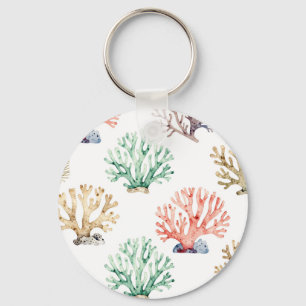 Porte-clés Motif de récif de corail à l'aquarelle