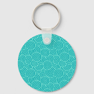 Porte-clés Motif de remous de Japonais - turquoise et aqua