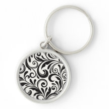 Motif de rinceaux en damas noir et blanc élégant