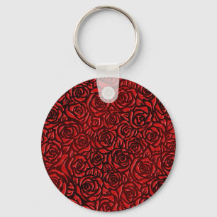 Porte-clés Motif de rose rouge vif
