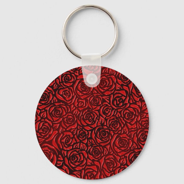 Porte-clés Motif de rose rouge vif (Recto)