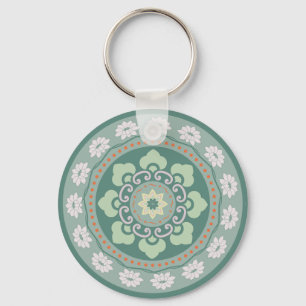 Porte-clés motif de rosette verte traditionnel chinois