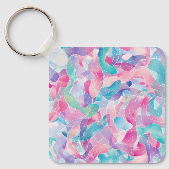 Porte-clés Motif de ruban abstrait pastel (Recto)