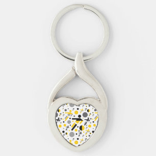 Porte-clés Motif de silhouette de football jaune noir mignon