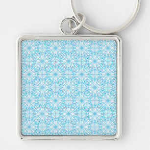 Porte-clés Motif de symétrie géométrique bleu blanc lumineux