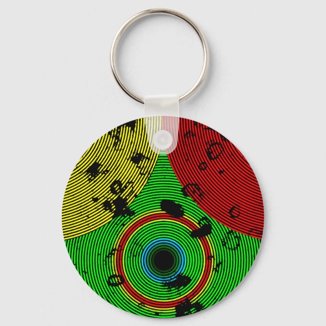Porte-clés Motif de texture couleur verte jaune rouge (Recto)