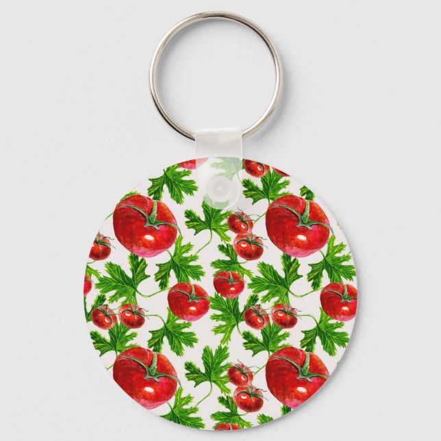 Porte-clés Motif de tomate avec feuilles (Recto)