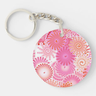 Porte-clés Motif de tourbillon fractal, nuances de rose et de