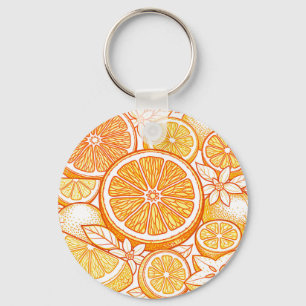 Porte-clés Motif de tranche d'orange agrumes vibrant