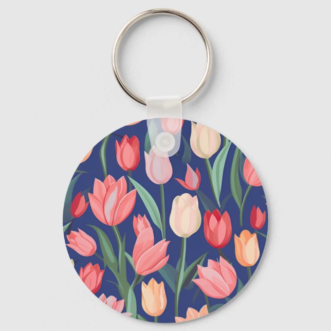 Porte-clés Motif de tulipes. (Recto)