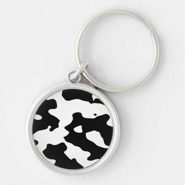 Porte-clés Motif de vache noir et blanc (Devant)