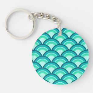 Porte-clés Motif de vague Art Déco - nuances de turquoise