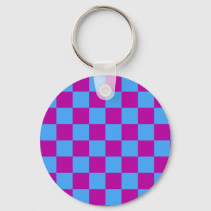 Porte-clés Motif de vérification À damiers bleu violet