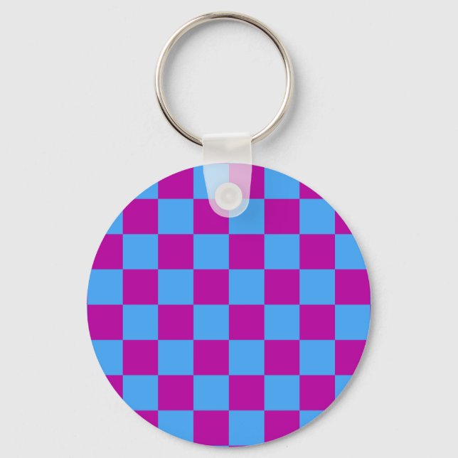 Porte-clés Motif de vérification À damiers bleu violet (Recto)