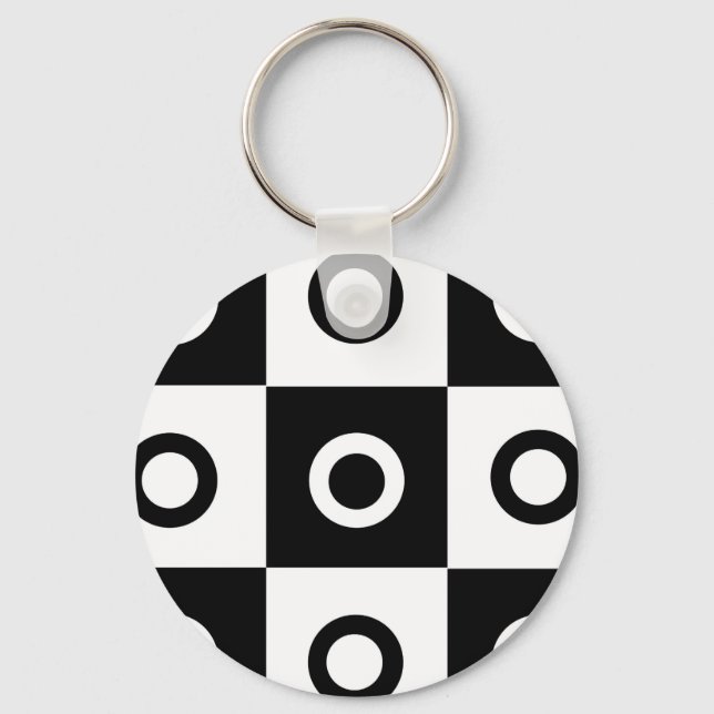 Porte-clés Motif de vérification noir et blanc (Recto)