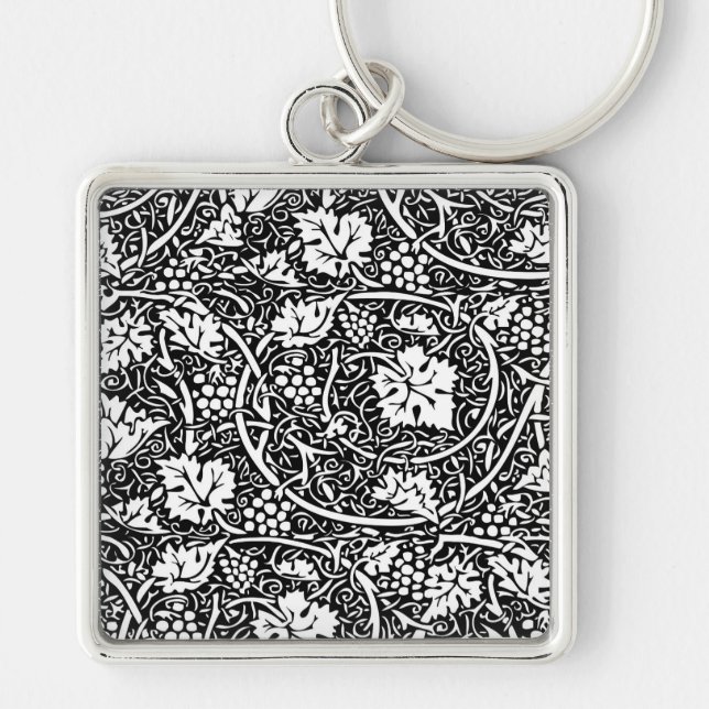 Porte-clés Motif de vigne de raisin noir et blanc de William  (Devant)