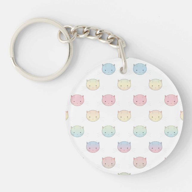 Porte-clés Motif de visages de chatons pastel mignons (Devant)