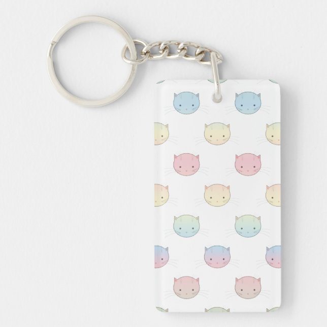 Porte-clés Motif de visages de chatons pastel mignons (Devant)