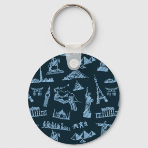 Porte-clés Motif De Voyage En Motif Blues