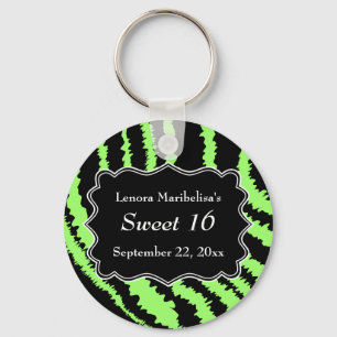 Porte-clés Motif de zèbre de noir du bonbon 16 et de vert de