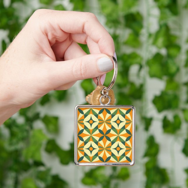 Porte-clés Motif décoratif rétro sans couture (main)