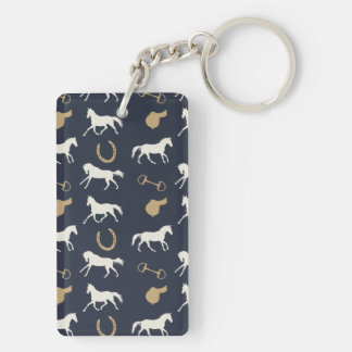 Porte-clés Motif des chevaux anglais or et ivoire