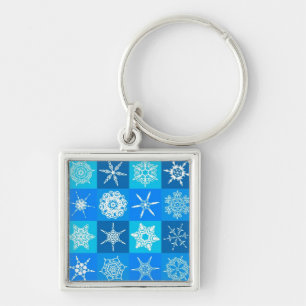 Porte-clés Motif des flocons bleus
