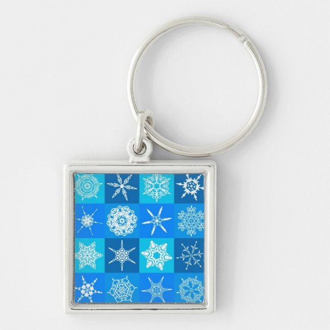 Porte-clés Motif des flocons bleus (Devant)