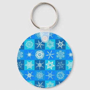 Porte-clés Motif des flocons bleus