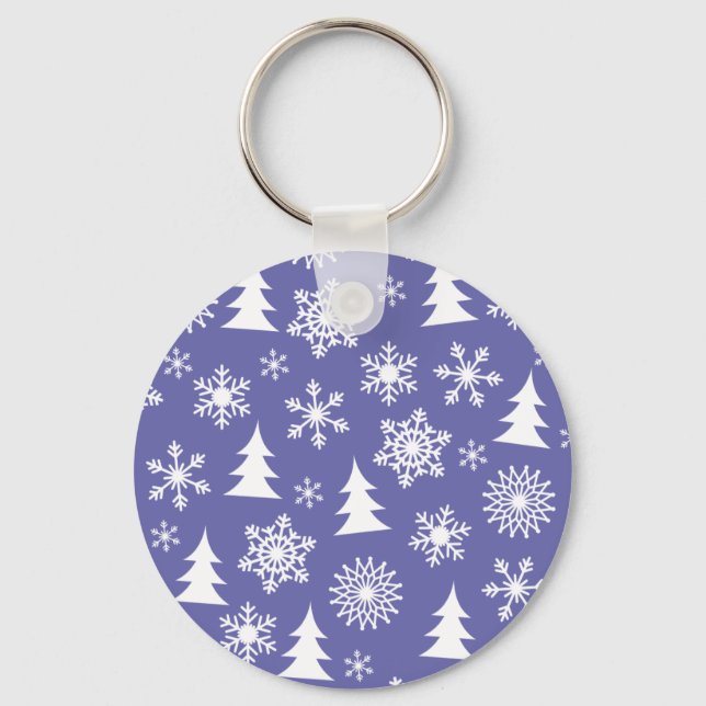 Porte-clés Motif des flocons de neige et des pins (Recto)