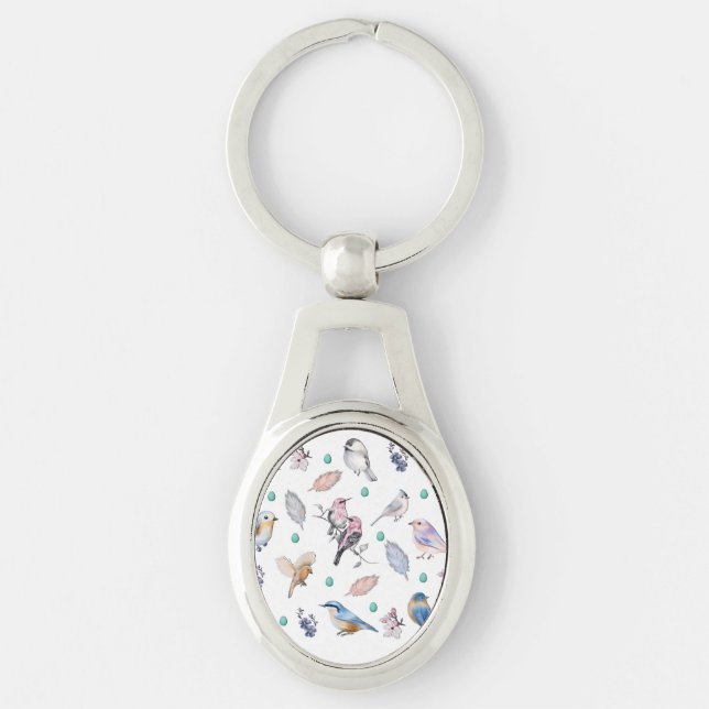 Porte-clés Motif des oiseaux de printemps (Devant)