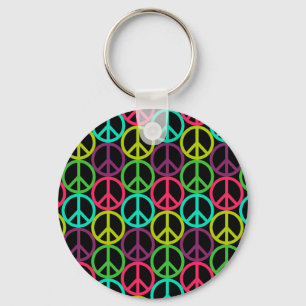 Porte-clés motif des signes de paix hippie des années 70