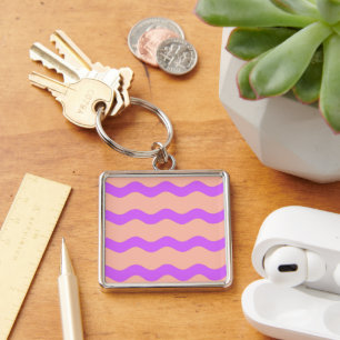 Porte-clés Motif des vagues rose et violet