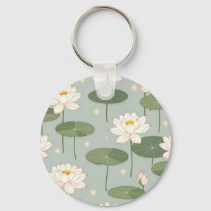 Porte-clés Motif d'étang de lotus de nénuphar