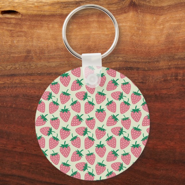 Porte-clés Motif d'été fraise rose (Recto)