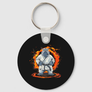 Porte-clés Motif d'hippopotame Karaté Taekwondo Jiu-Jitsu MMA