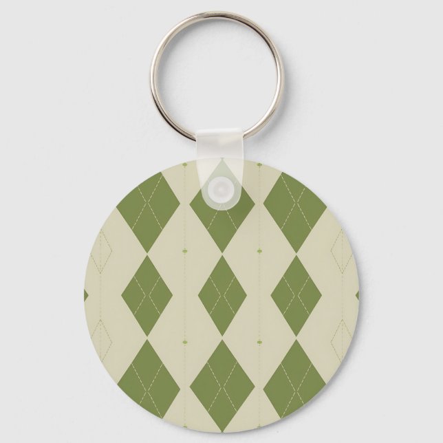 Porte-clés Motif diamant Argyle vert olive (Recto)
