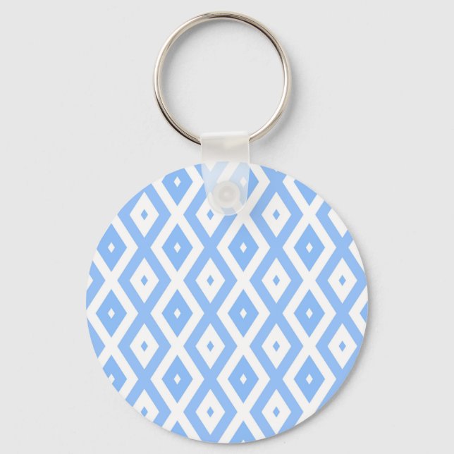 Porte-clés Motif diamant bleu et blanc (Recto)