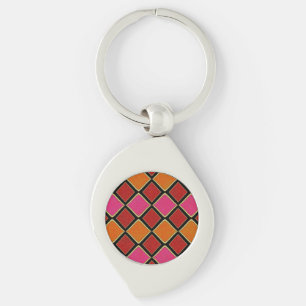 Porte-clés Motif diamant Harlequin vibrant en rouge, orange,