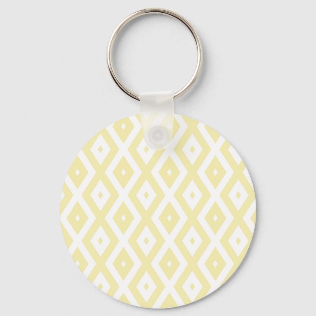 Porte-clés Motif diamant jaune pâle et blanc (Recto)
