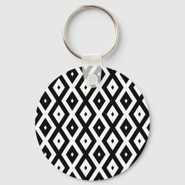 Porte-clés Motif diamant noir et blanc (Recto)