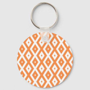 Porte-clés Motif diamant orange et blanc