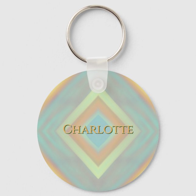 Porte-clés Motif diamant pastel de plage côtière (Recto)