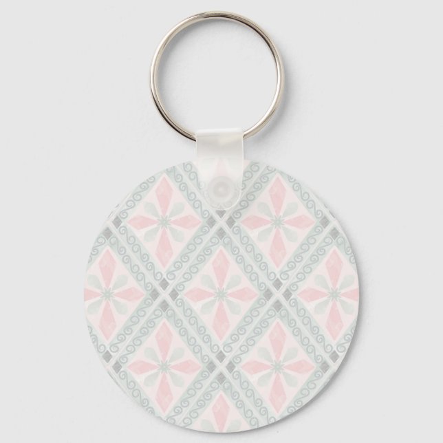 Porte-clés Motif diamant pastel vert et rose (Recto)